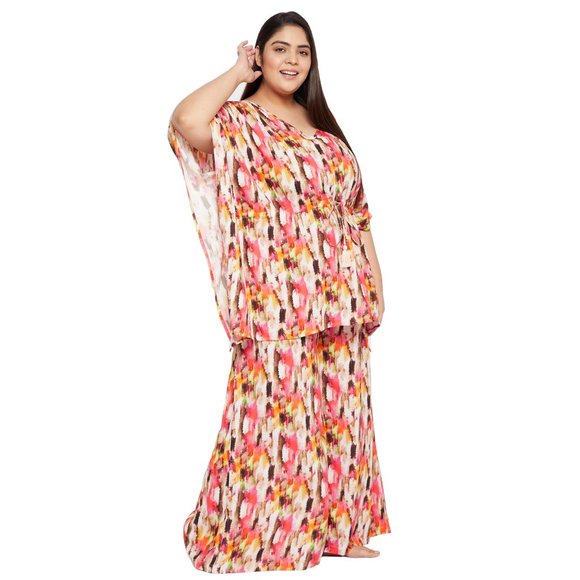 Abstract Printed Cream Color Rayon Co-Ord Set Dress for Women by Gypsie Blu - Picture 9 of 14